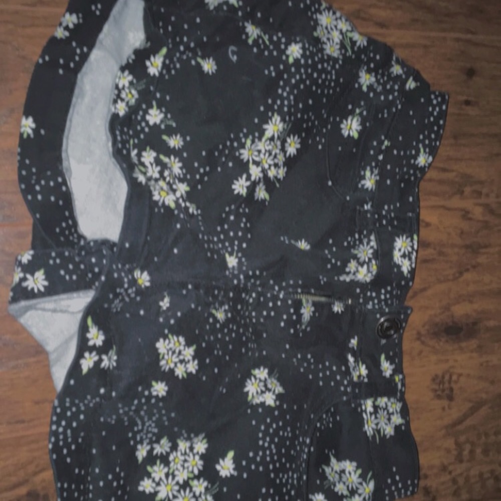 Black and white floral shorts